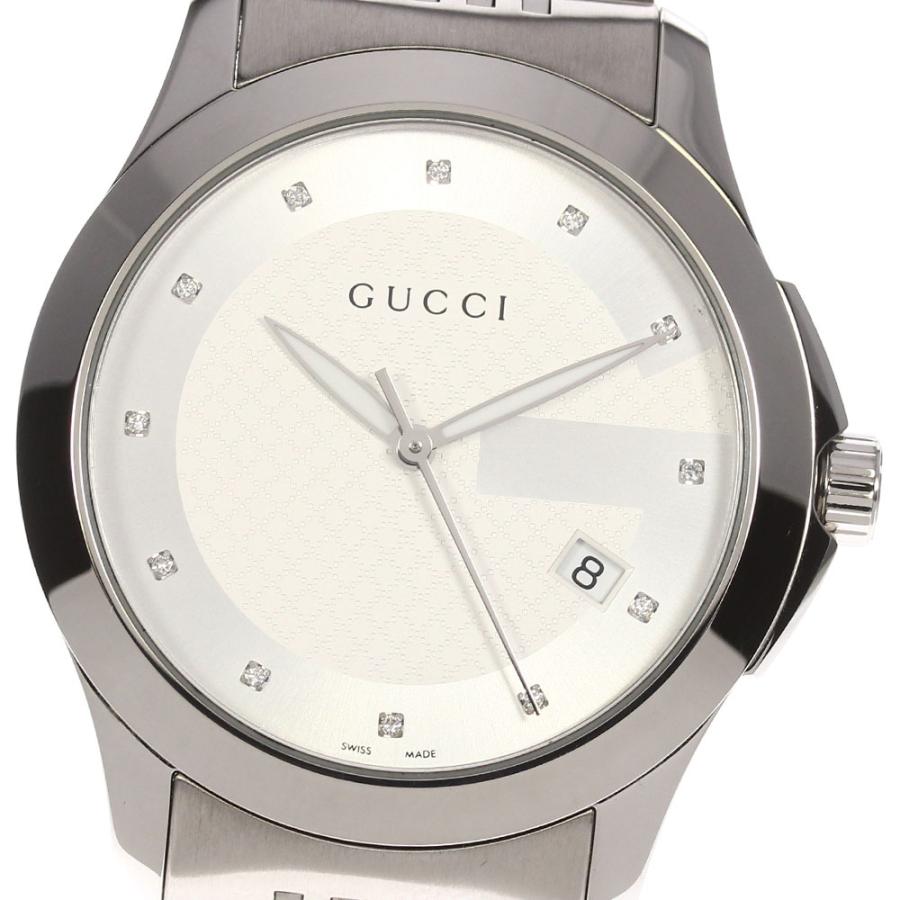 Gucci G Timeless Diamonds Silver Dial Silver Steel Strap Watch For Men