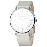 Coach Perry Silver DIal White Leather Strap Watch for Women - 14503116