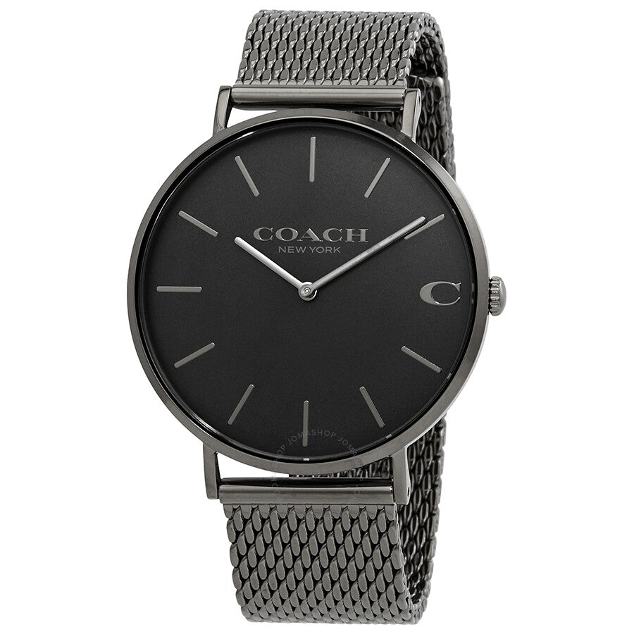 Coach Charles Black Dial Grey Mesh Bracelet Watch for Men - 14602145
