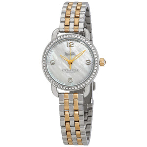 Coach Delancey Mother of Pearl White Dial Two Tone Steel Strap Watch for Women - 14502480