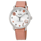 Coach Delancey White Dial Pink Leather Strap Watch for Women - 14502799