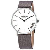 Coach Perry White Dial Grey Leather Strap Watch for Women - 14503155