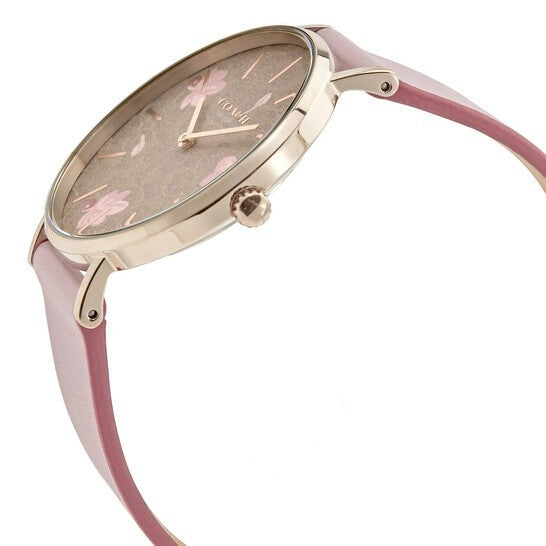 Coach Perry Floral Motif Dial Pink Leather Strap Watch for Women - 14503442