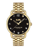 Coach Delancey Black Dial Gold Steel Strap Watch for Women - 14502813