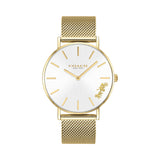 Coach Perry White Dial Gold Mesh Bracelet Watch for Women - 14503125