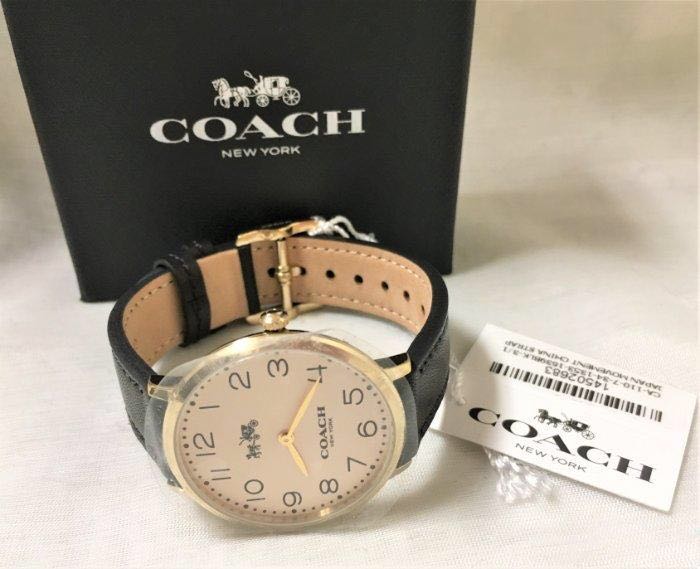 Coach Slim Easton White Dial Black Leather Strap Watch for Women - 14502683