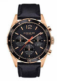 Coach Sullivan Chronograph Black Dial Black Leather Strap Watch for Men - 14602087