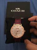 Coach Slim Easton Silver Dial Brown Leather Strap Watch for Women - 14502694