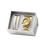 Guess G-Twist Gold Dial Gold Steel Strap Watch for Women - W1082L2