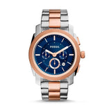 Fossil Machine Blue Dial Two Tone Steel Strap Watch for Men - FS5037