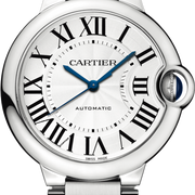 Cartier Ballon Bleu de Cartier Silver Dial Black Leather Strap Watch for Men - WSBB0026