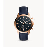 Fossil Townsman Chronograph Blue Dial Blue Leather Strap Watch for Men - FS5436