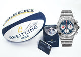 Breitling Chronomat B01 42 Six Nations France Blue Dial Silver Steel Strap Watch for Men - AB0134A81C1A1