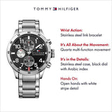 Tommy Hilfiger Cool Sport Multifunction Black Dial Silver Steel Strap Watch for Men - 1791141