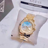 Guess Confetti Diamonds Gold Dial Gold Steel Strap Watch for Women - W0774L2