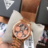 Guess Mini Sunrise Quartz Rose Gold Dial Rose Gold Steel Strap Watch For Women - W0448L9