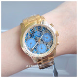 Guess Mini Sunrise Quartz Blue Dial Gold Steel Strap Watch For Women - W0448L6