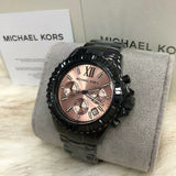 Michael Kors Everest Quartz Rose Gold Dial Black Steel Strap Watch For Women - MK5872