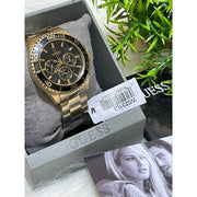 Guess BFF Multifunction Black Dial Gold Steel Strap Watch for Women - W0231L3