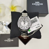 Coach Mini Boyfriend Diamonds Silver Dial Silver Steel Strap Watch for Women - 14501699