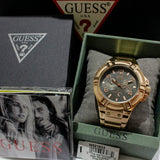 Guess Rigor Multi Function Black Dial Rose Gold Steel Strap Watch For Men - W0218G3
