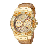 Guess Limelight Quartz Gold Dial  Gold Leather Strap Watch For Women - W0775L13