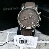 Emporio Armani Classic Chronograph Brown Dial Brown Leather Strap Watch For Men - AR1734