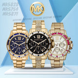 Michael Kors Everest Chronograph Black Dial Gold Steel Strap Watch For Women - MK5828