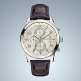 Guess Exec Chronograph White Dial Brown Leather Strap Watch For Men - W0076G2