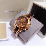 Michael Kors Bradshaw Chronograph Brown Dial Two Tone Steel Strap Watch For Women - MK5944