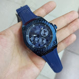 Guess Legacy Blue Dial Blue Rubber Strap Watch for Men - W1049G7