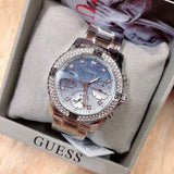 Guess Confetti Diamonds Blue Dial Silver Steel Strap Watch for Women - W0774L6