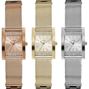Guess Nouveau Diamonds Rose Gold Dial Rose Gold Mesh Bracelet Watch for Women - W0127L3