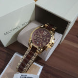 Michael Kors Bradshaw Chronograph Burgundy Dial Two Tone Steel Strap For Women - MK6269