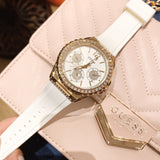 Guess Starlight Diamonds White Dial White Rubber Strap Watch for Women - W0846L5