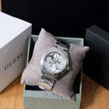 Guess G-Twist Silver Dial Silver Steel Strap Watch for Women - W1082L1