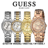 Guess Crystal Diamonds Rose Gold Dial Rose Gold Steel Strap Watch For Women - W11069L1