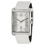 Calvin Klein Window White Dial White Leather Strap Watch for Women - K2M23120