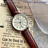 Tommy Hilfiger Gavin Chronograph White Dial Brown Leather Strap Watch for Men - 1791467