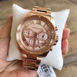 Michael Kors Brecken Chronograph Quartz Rose Gold Dial Rose Gold Steel Strap Watch For Women - MK6367