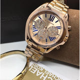 Michael Kors Bradshaw Chronograph Rose Gold Dial Rose Gold Steel Strap Watch For Women - MK6321