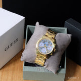 Guess Mini Sunrise Quartz Blue Dial Gold Steel Strap Watch For Women - W0448L6