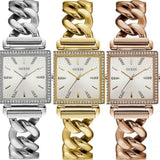 Guess Vanity Diamonds Silver Dial Gold Steel Strap Watch for Women - W1030L4