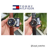 Tommy Hilfiger Trent Black Multifunction Black Dial Black Leather Strap Watch for Men - 1791136