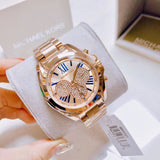 Michael Kors Bradshaw Chronograph Rose Gold Dial Rose Gold Steel Strap Watch For Women - MK6321