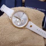 Tommy Hilfiger Brooklyn Quartz White Dial White Leather Strap Watch for Women - 1782018