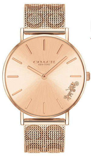 Coach Perry Rose Gold Dial Rose Gold Mesh Bracelet Watch for Women - 14503343