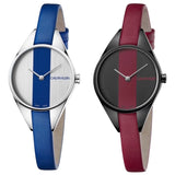 Calvin Klein Rebel Red Black Dial Red Leather Strap Watch for Women - K8P237U1