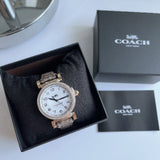 Coach Madison Diamonds White Dial Beige Leather Strap Watch for Women - 14503394