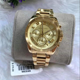 Michael Kors Brecken Chronograph Gold Dial Gold Steel Strap Watch For Women - MK6366